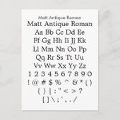 Matt Antique Roman - Zazzle Schriftart Sampler She Postkarte (Vorderseite)
