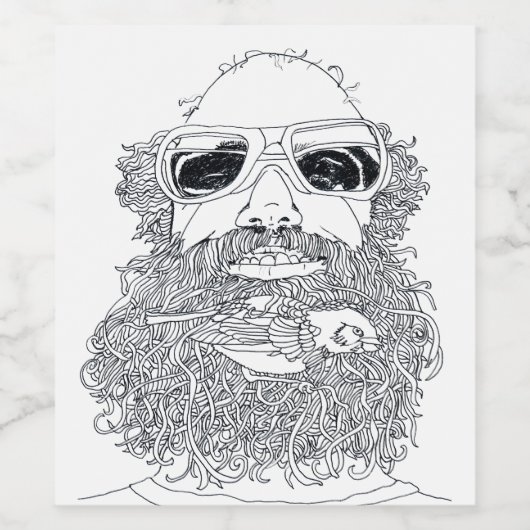 Matt hat einen Vogel im Bart Weinetikett (Einzelnes Label)