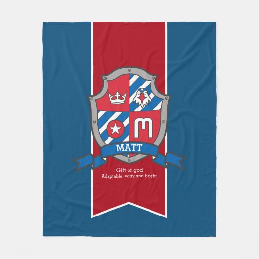 Matt Letter M Name bedeutet blaue Decke (Vorderseite)