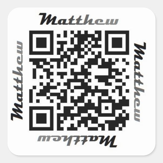 Matt (Matthew) QR Code Personalisiert NAME Sticker (Vorderseite)