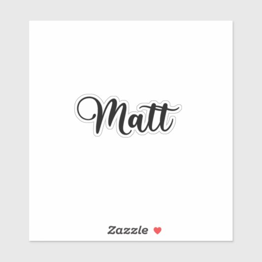 Matt Name - Handgeschriebene Kalligrafie Aufkleber (Blatt)