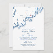 Mattapoisett MA Map Elegant Navy Blue Wedding Einladung (Vorderseite)