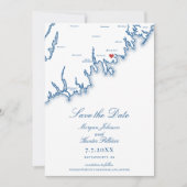 Mattapoisett MA Map Elegant Navy Blue Wedding Save The Date (Vorderseite)