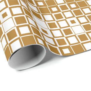 Matte Antique Gold und White Square Inside Square Geschenkpapier