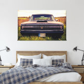 Matte Black 1966 Dodge Ladegerät auf Gras Leinwanddruck (Insitu (Schlafzimmer))