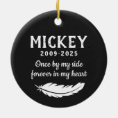 Matte Black Feather Foto Pet Bird Memorial Keramik Ornament (Hinten)