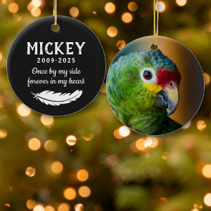 Matte Black Feather Foto Pet Bird Memorial Keramik Ornament