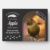 Matte Black Feathers in Love Memory Pet Bird Fotoplatte (Vorderseite)