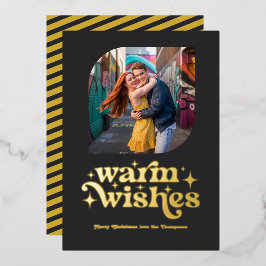 Matte Black & Gold Modernes Retro Weihnachtsfest F Folien Feiertagskarte