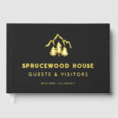 Matte Black Gold Mountains Pines BnB Mieterhaus Gästebuch (Vorderseite)