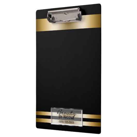 Matte Black Gold Shine Elegante Glam Personalisier Klemmbrett (Links)