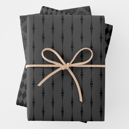 Matte Black & Gray Ästhetische Muster Geschenkpapier Set (Beispiel)