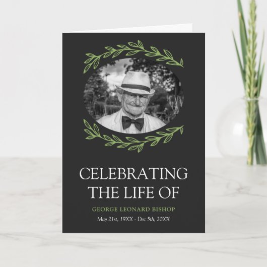 Matte Black Greenerenerity Frame Oval Foto Beerdig Programm (Vorderseite)