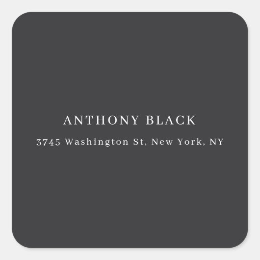 Matte Black Minimalist Plain Elegant Classical Quadratischer Aufkleber (Vorderseite)