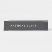 Matte Black Minimalist Plain Elegant Classical Schreibtischnamensplakette (Vorderseite )