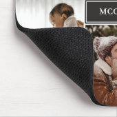 Matte Black Modern 4 Foto Collage & Name Mousepad (Ecke)