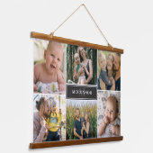 Matte Black Modern 6 Foto Collage & Name Wandteppich Mit Holzrahmen (Gewinkelt)