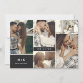 Matte Black Modern Initials Fotos Save the Date (Vorderseite)