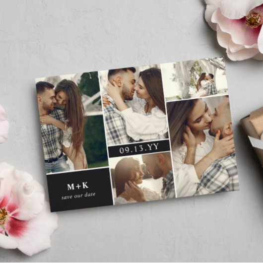 Matte Black Modern Initials Fotos Save the Date
