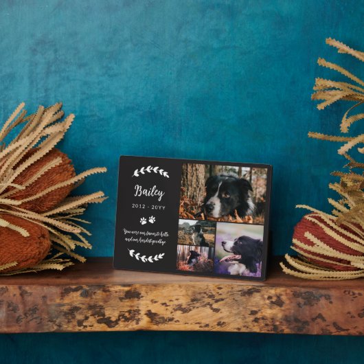 Matte Black Paws & Greenery 4 Fotos Pet Memorial Fotoplatte (Seite)