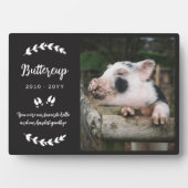 Matte Black Pig Hooves Grünes Foto Pet Memorial Fotoplatte (Vorderseite)