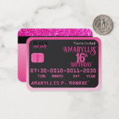 Matte Black Pink Kreditkarte Geburtstagseinladunge Mitteilungskarte (Vorderseite/Rückseite Beispiel)