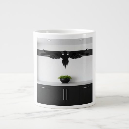 Matte Black Raven Accents High Contrast Architectu Jumbo-Tasse (Vorderseite)
