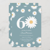 Matte Blue Daisy Einladung zum 60. Geburtstag (Vorne/Hinten)