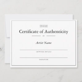 Matte Certificate Authenticity for Art Einladung