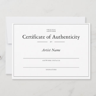 Matte Certificate Authenticity for Art Einladung