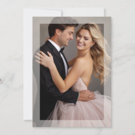 Matte Frame Foto Hochzeit goldbeige Einladung