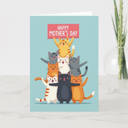 Matte Frohen Muttertag Katzen Karte (Vorderseite)