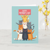 Matte Frohen Muttertag Katzen Karte (Gelbe Blume)