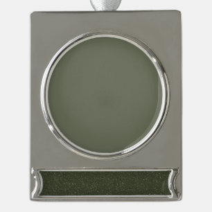 Matte & Glitzer Moss Green Banner Ornament