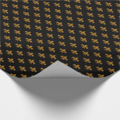 Matte Gold Fleur-de-lis auf Black Geschenkpapier (Ecke)