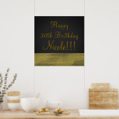 Matte Gold Modern Glam Sequin Party Banner Poster (Küche)