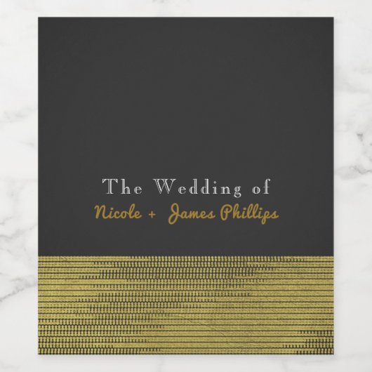 Matte Gold Moderne Glam Sequins Chic Weine Labels Weinetikett (Einzelnes Label)