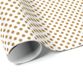 Matte Gold Polka Dots auf Weiß Geschenkpapier (Rolleneckpunkt)