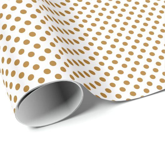 Matte Gold Polka Dots auf Weiß Geschenkpapier (Rolleneckpunkt)