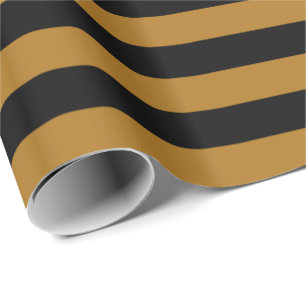 Matte Gold/Schwarzer Streifen Geschenkpapier