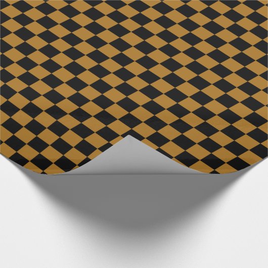Matte Gold und Black Checkered Geschenkpapier (Ecke)