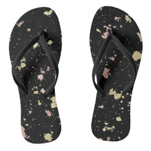 Matte Gold und Rose Gold Flakes Black Badesandalen