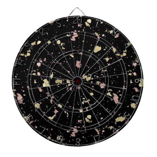 Matte Gold und Rose Gold Flakes Black Dartscheibe (vorne)