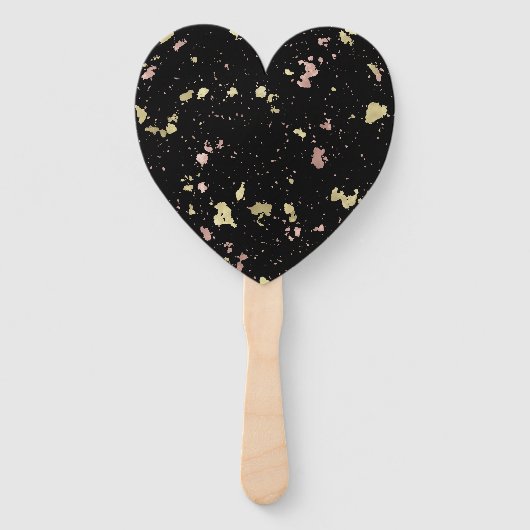 Matte Gold und Rose Gold Flakes Black Fächer (Rückseite)