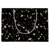 Matte Gold und Rose Gold Flakes Black Große Geschenktüte (Vorderseite)