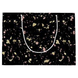 Matte Gold und Rose Gold Flakes Black Große Geschenktüte