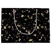Matte Gold und Rose Gold Flakes Black Große Geschenktüte (Rückseite)