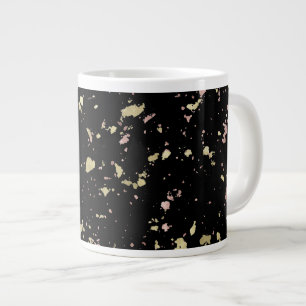 Matte Gold und Rose Gold Flakes Black Jumbo-Tasse