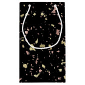 Matte Gold und Rose Gold Flakes Black Kleine Geschenktüte (Rückseite)
