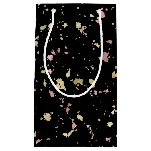 Matte Gold und Rose Gold Flakes Black Kleine Geschenktüte (Vorderseite)